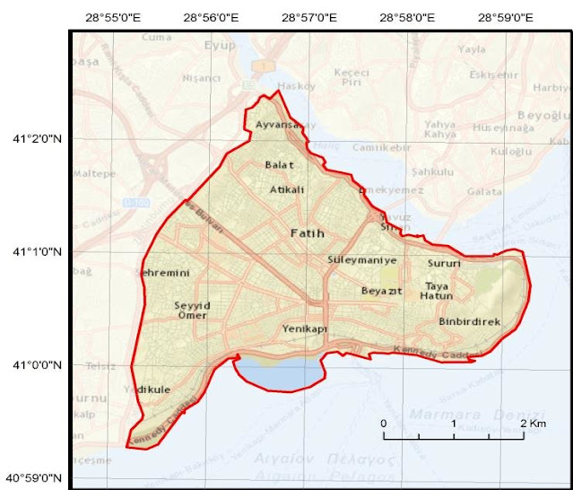 خريطة منطقة الفاتح اسطنبول